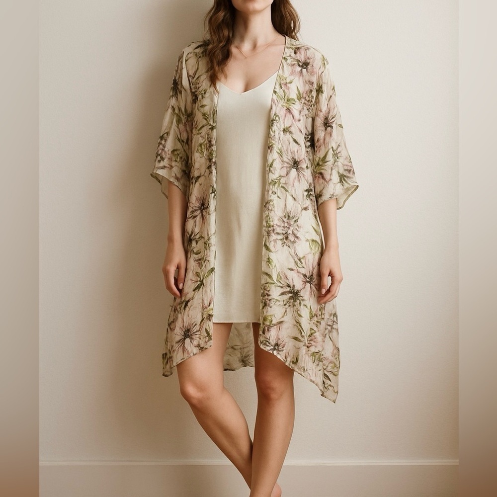 Lane Bryant Sheer Floral Kimono Boho Cottagecore One Size Coverup soft girl OS